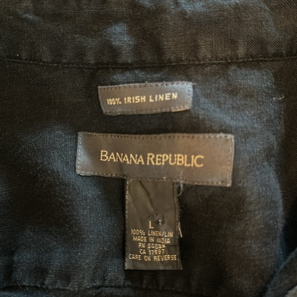 Banana Republic Large Black Linen Long Sleeve Shirt - Picture 5 of 5